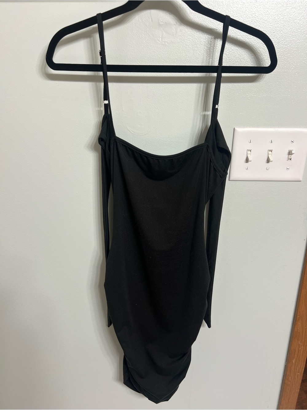 Black Spaghetti Strap Mini Dress with Tie Back